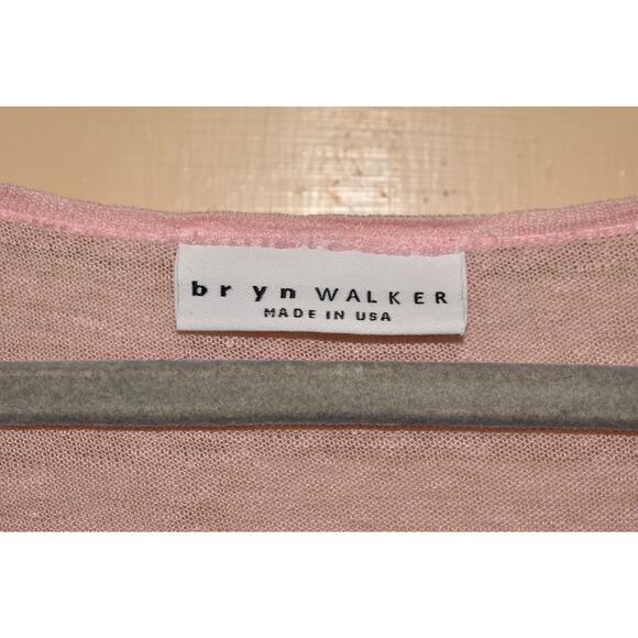 BRYN WALKER $128 Pink Sheer Lightweight Linen Asymmetric Hem Top Large - Picture 3 of 4